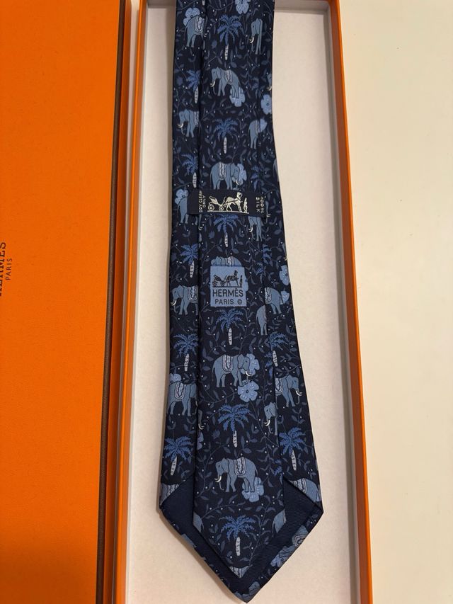 Corbata Hermes Azul Elefantes