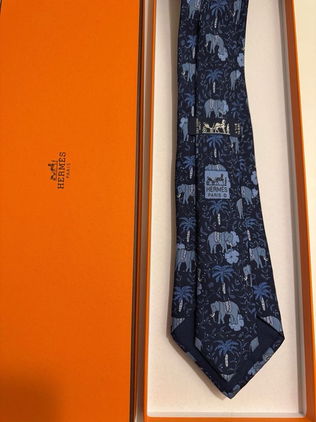 Corbata Hermes Azul Elefantes