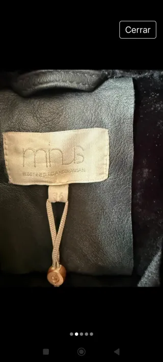 Chaqueta de Piel Minus Negra/Gris