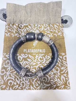 Pulsera Plata de Palo Negra y Plateada