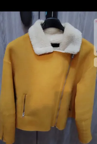 Giubbotto donna giallo con pelliccia