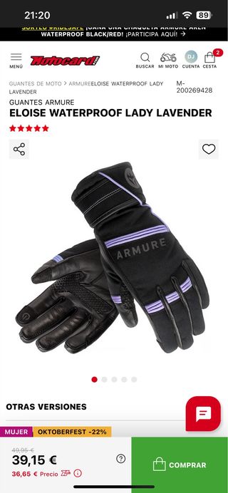 Guantes Armure Talla L Negro de mujer 