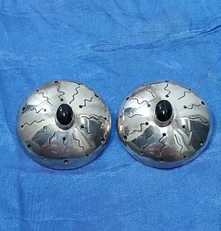 Pendientes Clip Plata y Ónix Vintage 80s