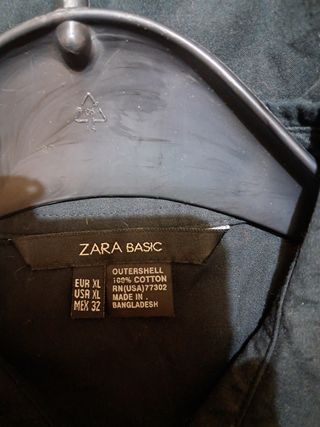 Camisa Zara Negra Manga 3/4