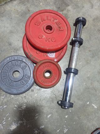Pesas Salter y barra de mancuerna
