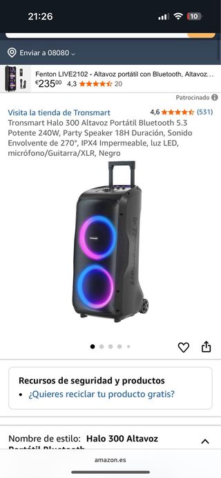 Altavoz Tronsmart HALO 300 Negro Multicolor