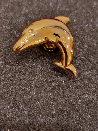 Gemelos Delfín Chapado Oro Cabouchon