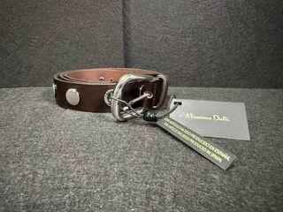 Cinturón Massimo Dutti Mujer Marrón y Plateado