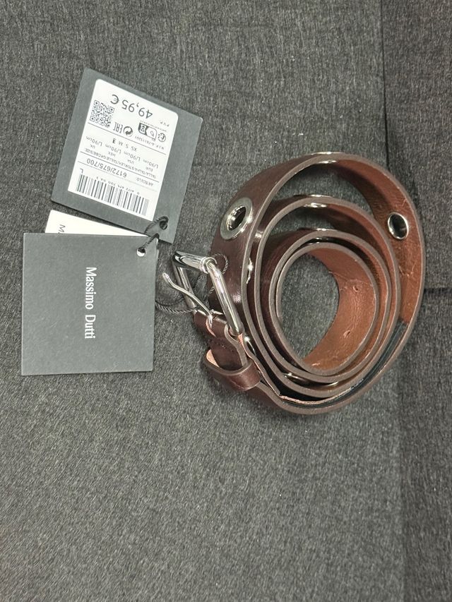 Cinturón Massimo Dutti Marrón Detalles Plata