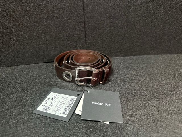 Cinturón Massimo Dutti Marrón Detalles Plata