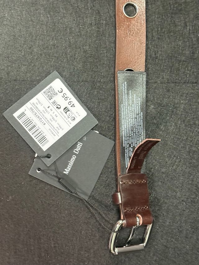 Cinturón Massimo Dutti Marrón Detalles Plata