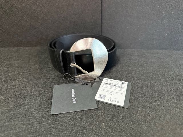 Cinturón Massimo Dutti Mujer Negro Hebilla Platead