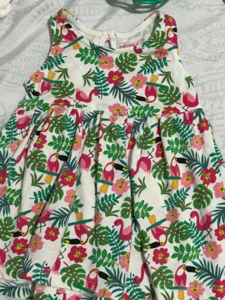Vestido bebé tirantes estampado tropical
