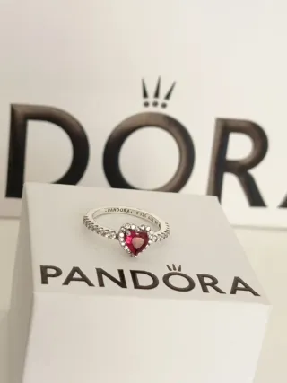 Anillo Pandora Corazón Rojo 