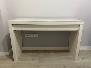 Tocador/Escritorio blanco con cajón y cristal