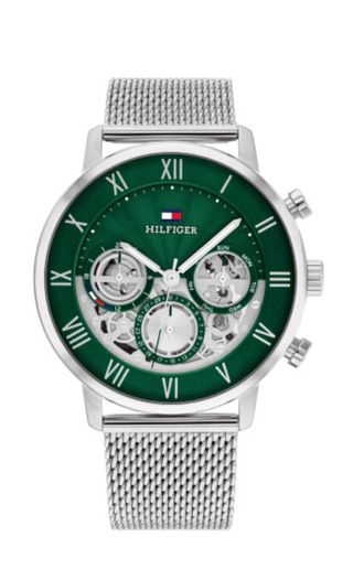 Reloj Tommy Hilfiger Esfera Verde Malla Plateada