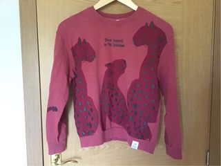 BOBOLI. Sudadera rosa con leopardos, talla 10-12