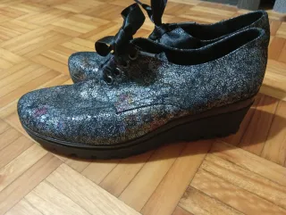 Zapatos de piel grises y multicolor mujer, num.40