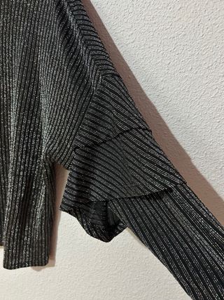 Blusa OVS XL Negra con Brillos Plata