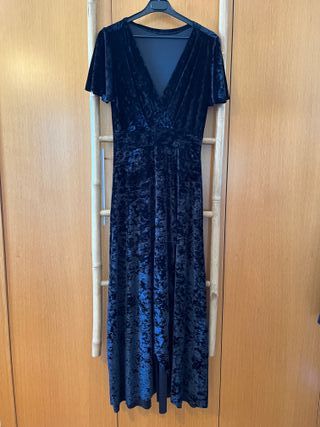 Vestido largo fiesta terciopelo azul