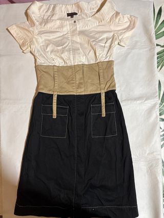 Vestido mujer beige, negro, blanco