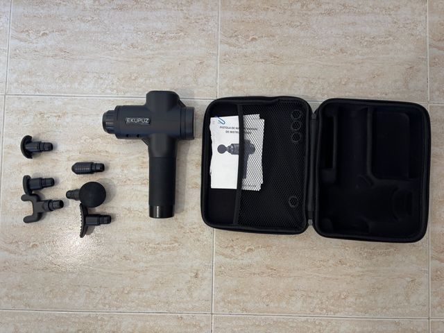 Pistola Masaje EKUPUZ Negra/Gris + Cabezales