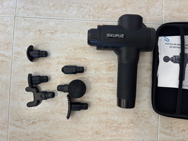 Pistola Masaje EKUPUZ Negra/Gris + Cabezales