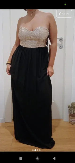 Abito lungo oro e nero