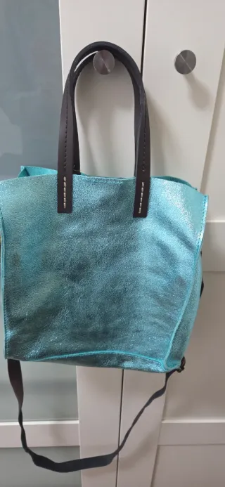 Bolso y Neceser Piel Maison Heritage Azul Brillo