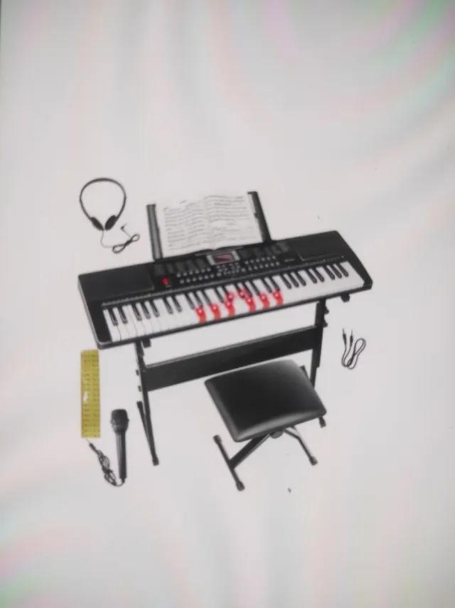 Teclado electrónico con soporte y banqueta a estre