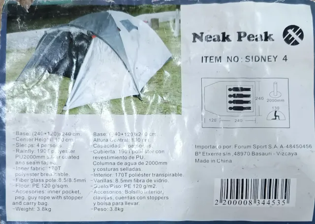 Tienda de campaña Neak Peak Sidney 4
