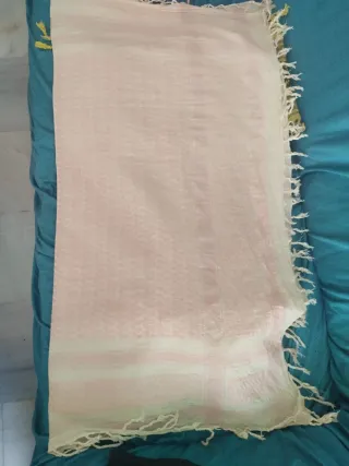Pañuelo palestino algodón unisex blanco y rosa