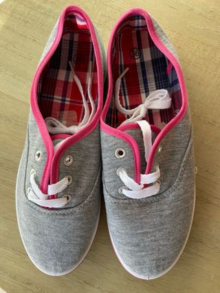 Scarpe tela grigio fucsia
