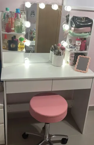 Tocador di trucco bianco e rosa SOLO TOCADOR