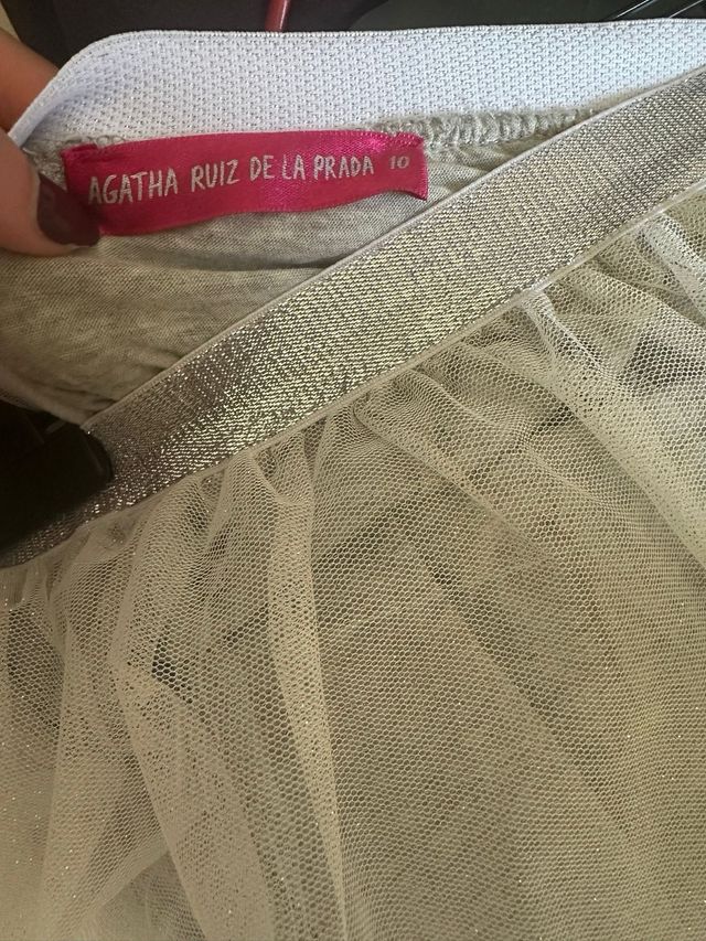 Falda tul plateada y blanca