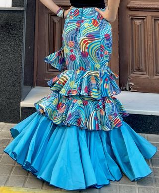 Falda flamenca celeste talla 3840
