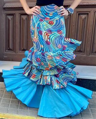Falda flamenca celeste talla 3840