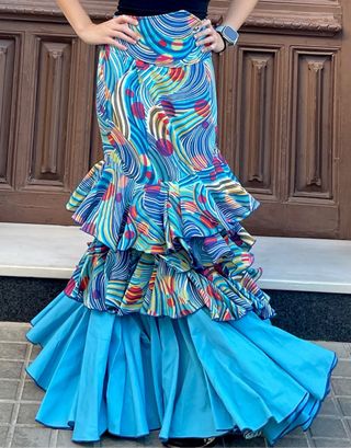 Falda flamenca celeste talla 3840