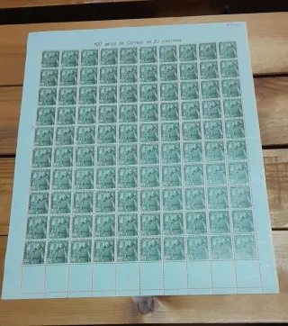 Pliego completo 100 sellos de 30 céntimos Franco