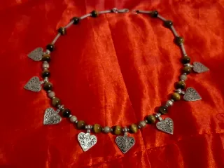 Collar Plata 925 Ojo de Tigre Corazones