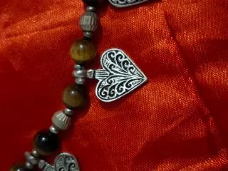 Collar Plata 925 Ojo de Tigre Corazones