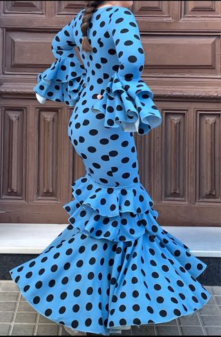 Traje Flamenca elastico Azul Talla 36-42