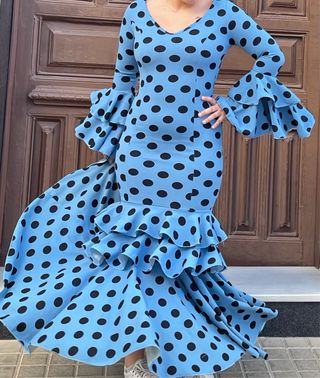 Traje Flamenca elastico Azul Talla 36-42