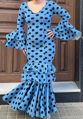 Traje Flamenca elastico Azul Talla 36-42