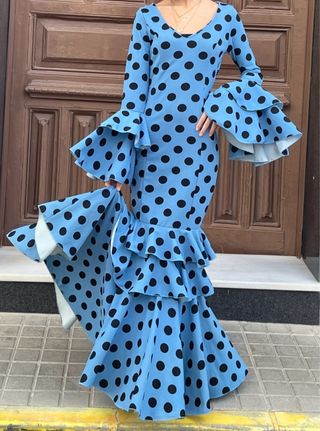 Traje Flamenca elastico Azul Talla 36-42