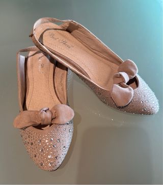 Bailarinas pedrería beige 