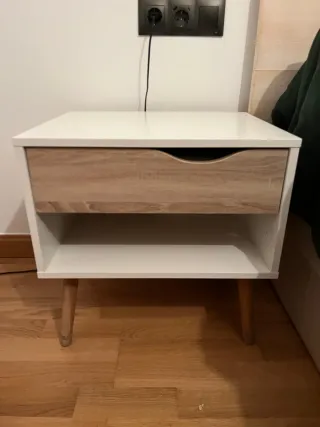 Pack 2 Mesitas de Noche Madera y Blanca