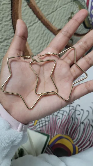 Pendientes Aro Estrella Dorados