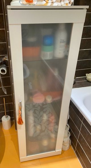Armario vitrina baño blanco y cristal