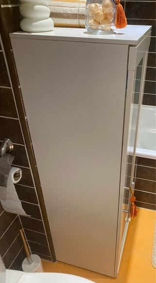 Armario vitrina baño blanco y cristal